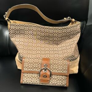 Authentic Coach mini cc handbag and wallet set